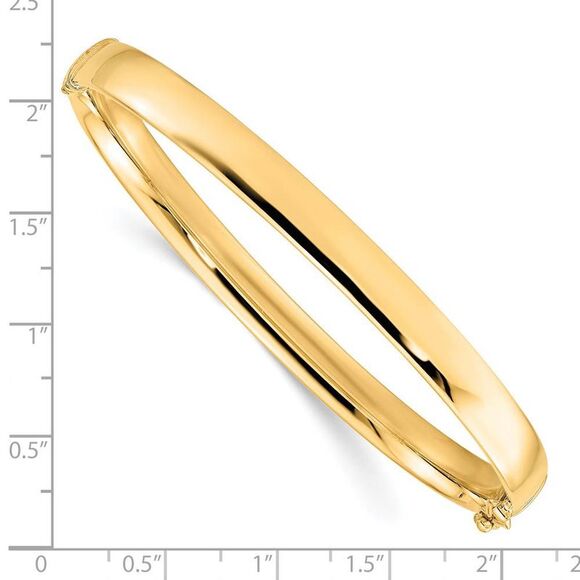 5.9mm 10k Yellow Gold Polished Hollow Hinged Bangle Bracelet - Picture 4 of 5